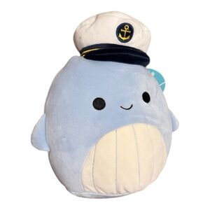 Squishmallows Samir Sailor Whale Blue Plush Toy Sailor Hat Navy Captain NWT 8”